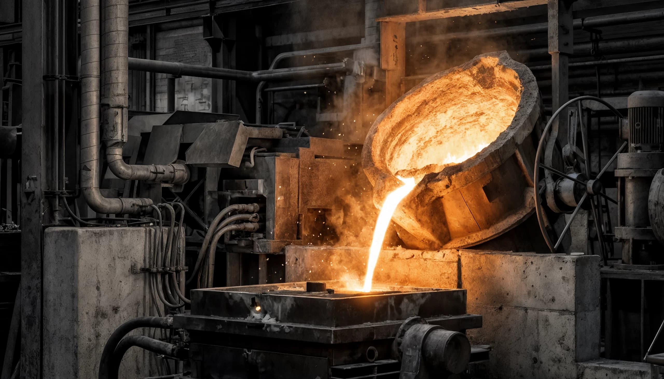 Foundry – metal melting in an industrial furnace